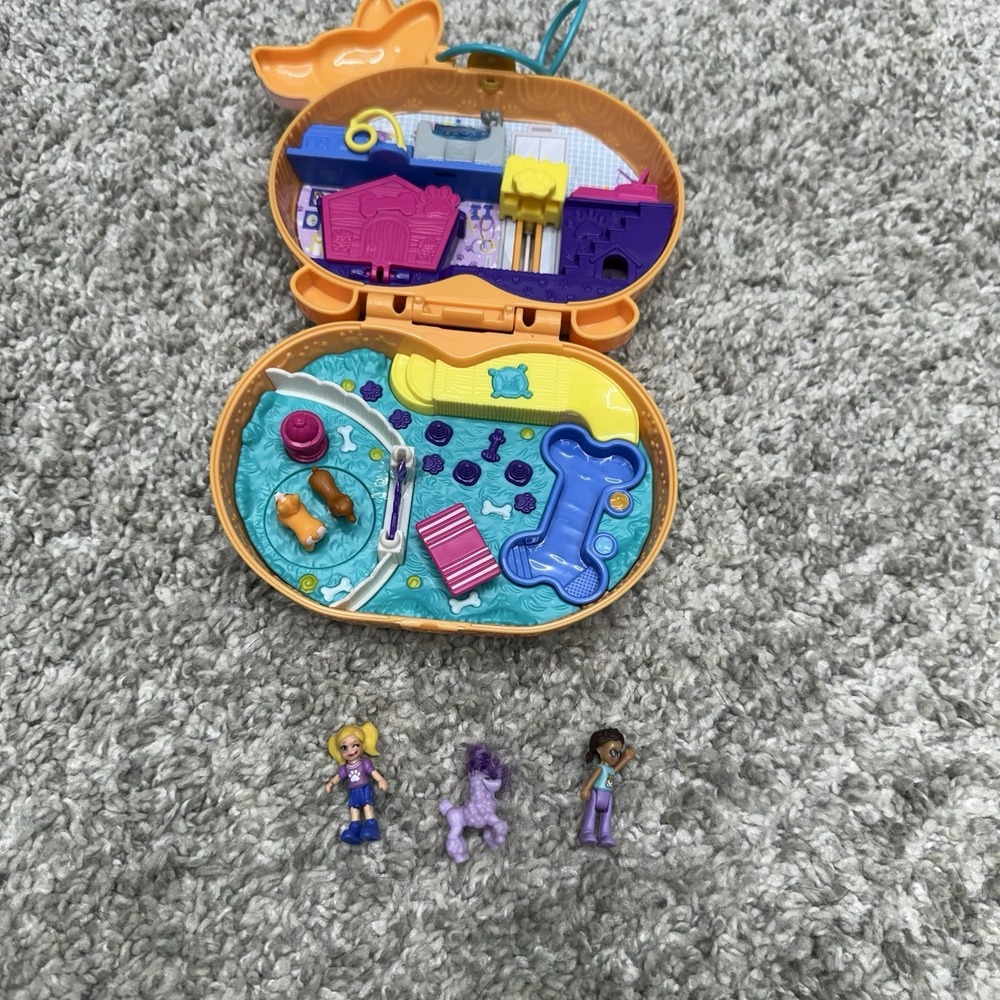 Polly Pockets Corgi Dog playset w/ figures toys AS IS